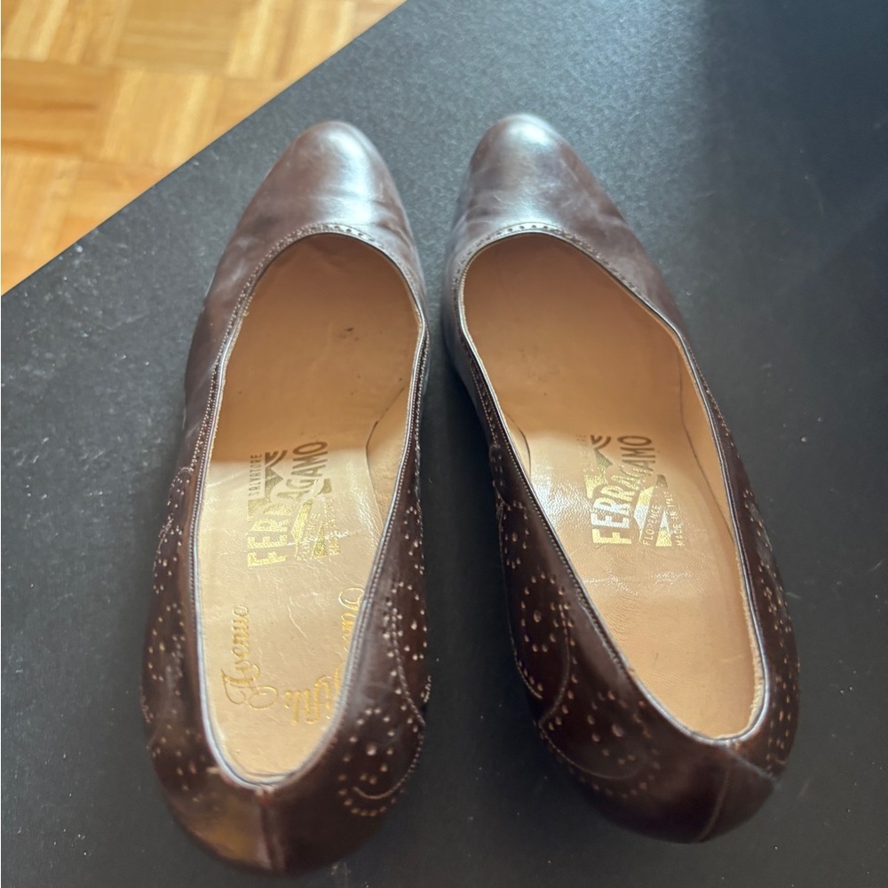 Salvatore Ferragamo Dark Brown Leather Heels - Picture 2 of 4